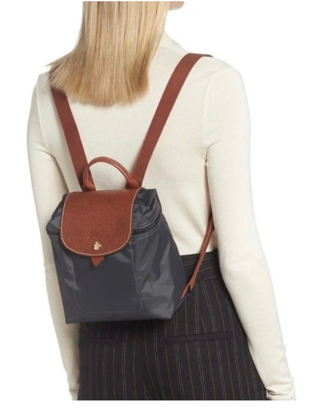 NWT Longchamp Le Pliage Gunmetal mini backpack
